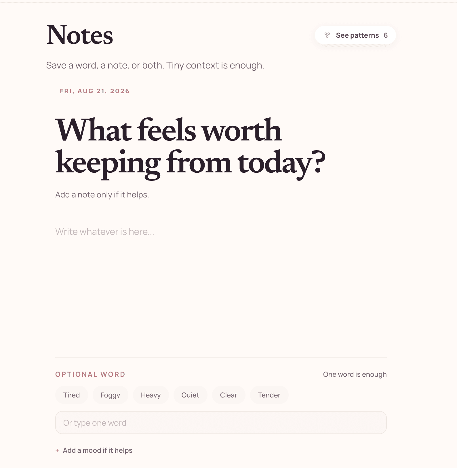 The leni Notes screen
